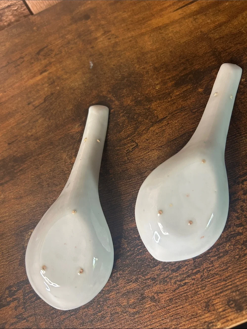 Porcelain Floral Soup Spoons - White with Orange Floral Accent